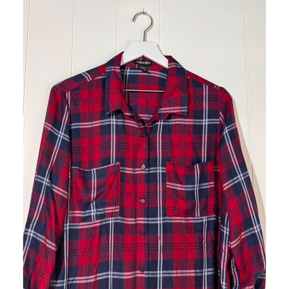 Stoosh Womens Shirt Womens XL Red & Blue Plaid Button-Up - Picture 4 of 6